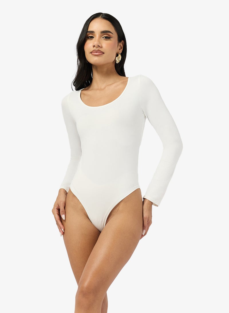 Ginger Basics Long Sleeves Scoop Neck Fitted Bodysuit - Image 1